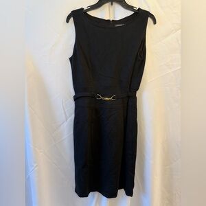Tahari ASL EXCLUSIVE FOR BLOOMINGDALES Black Dress with gold Belt